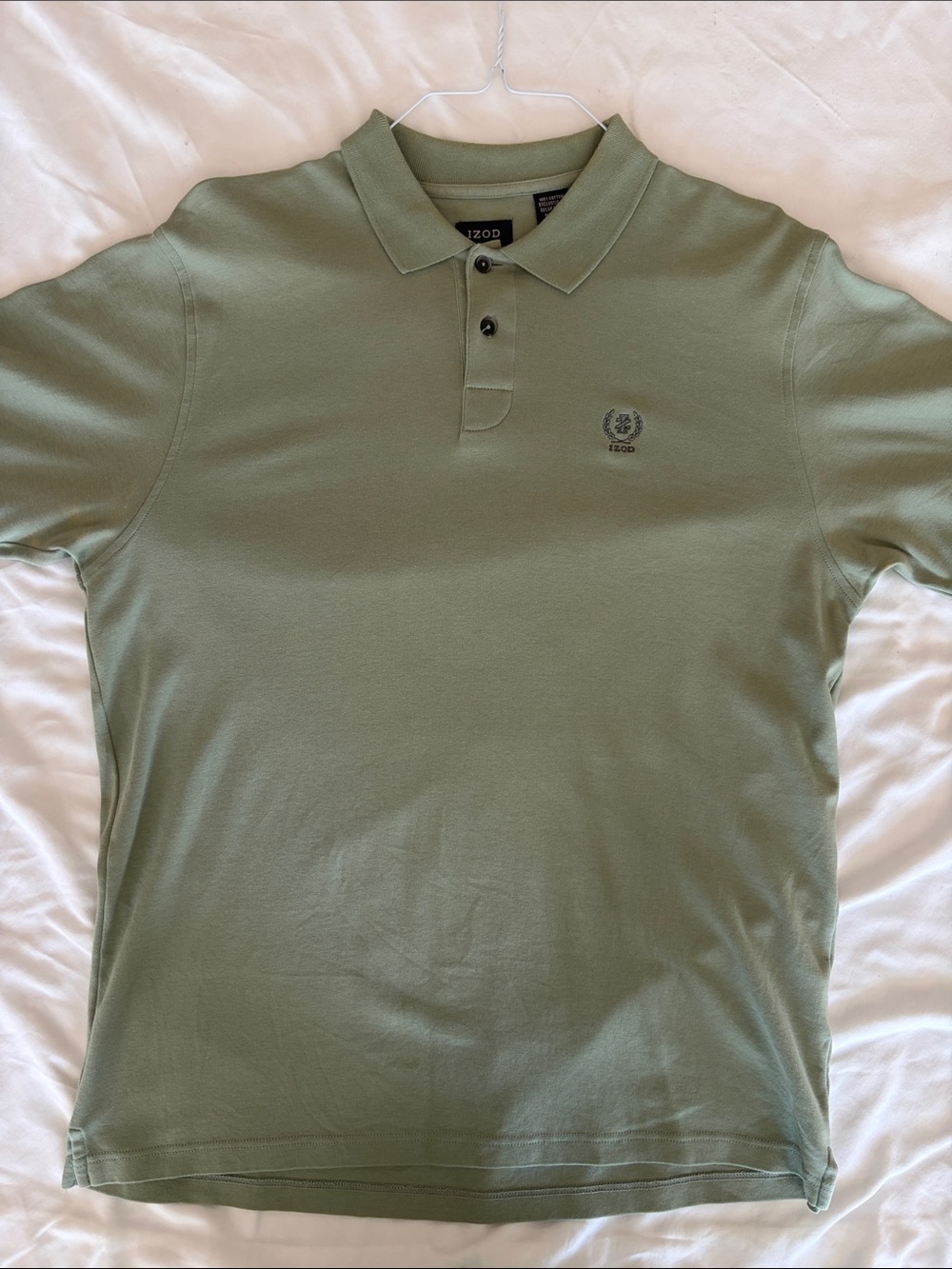 Izod Men's Sage Green Polo Shirt with Embroidered Logo